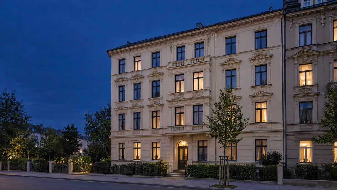 Altbau in der blauen Stunde